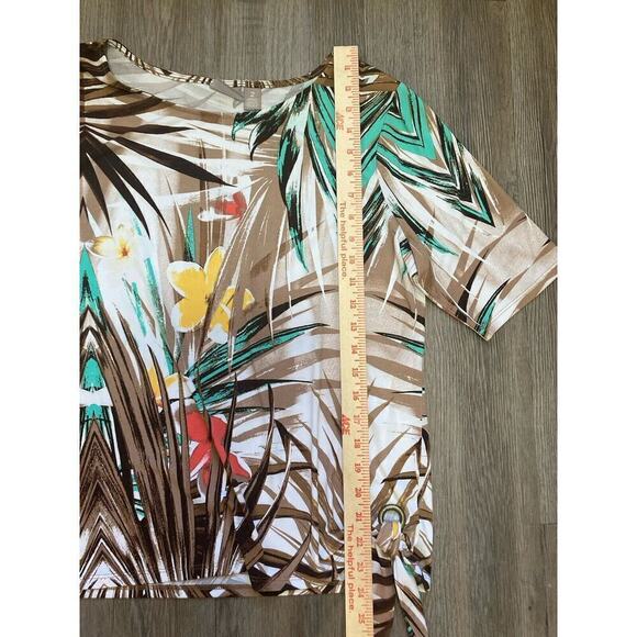 Chicos Tropical Floral Top Hawaiian Short Sleeve Side Tie Buckle 2 medium - Picture 8 of 10